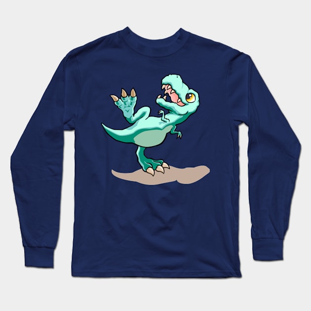 Cute Baby T-Rex Walking Design Long Sleeve T-Shirt by Jarecrow 